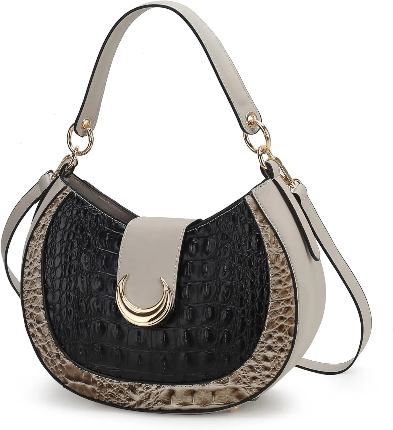 MKF Collection Shoulder Bag for Women, Croco Vegan Leather Hobo Bag Handbag Purse by Mia K
