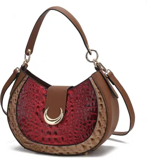 MKF Collection Shoulder Bag for Women, Croco Vegan Leather Hobo Bag Handbag Purse by Mia K