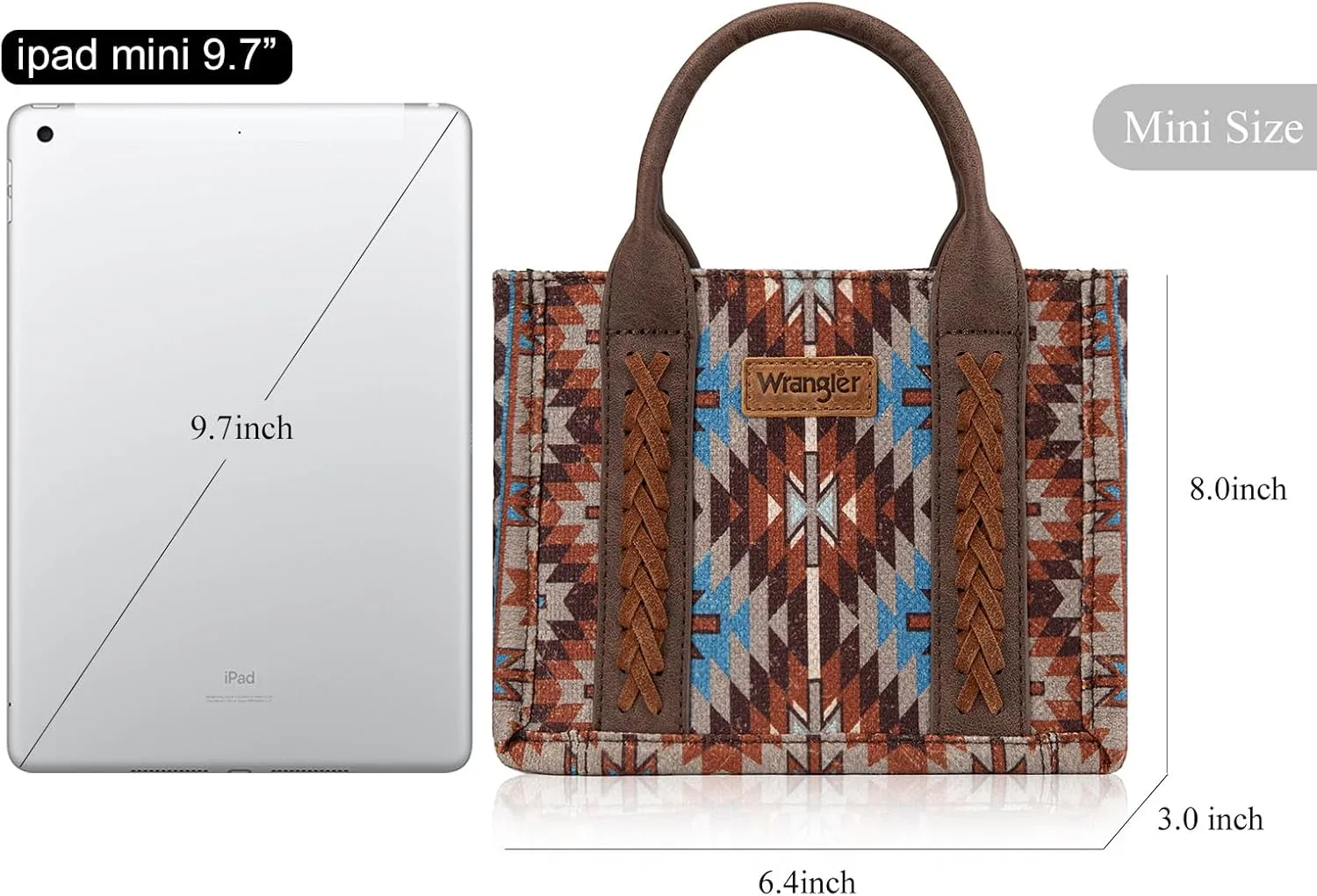 Montana West x Wrangler Mini Tote Bag for Women Boho Aztec Crossbody Purse Top Handle Handbags
