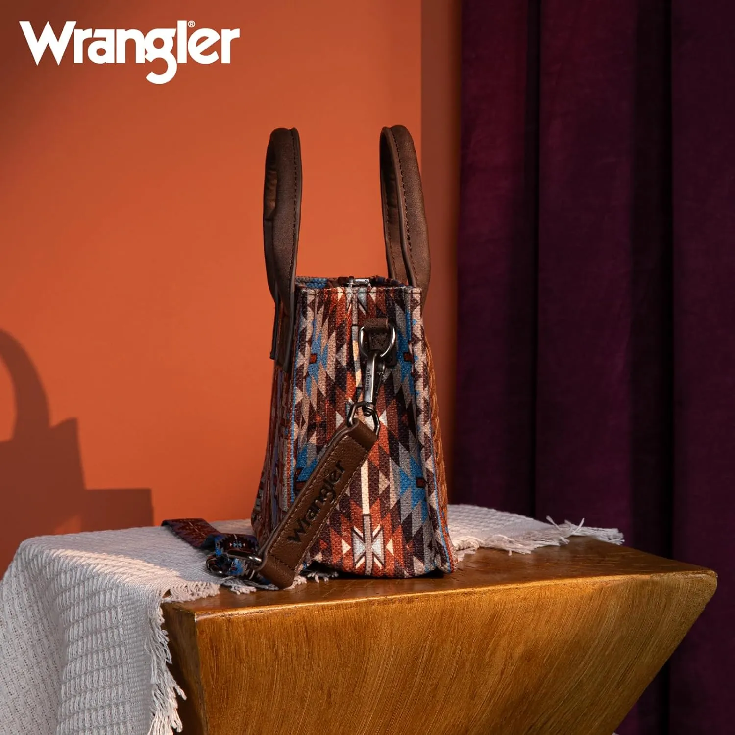 Montana West x Wrangler Mini Tote Bag for Women Boho Aztec Crossbody Purse Top Handle Handbags