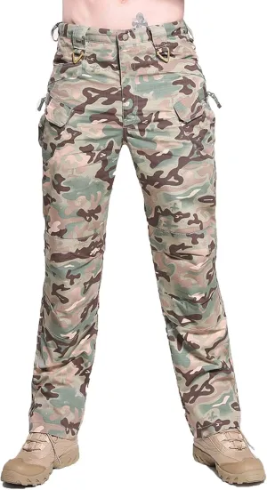 Muscularfit Mens Sweat Pants Casual Camo Buckle Zipper Cargo Pants Multi Pockets Casual Camouflage Athletic Cotton Sweatpants