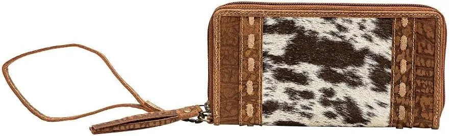 Myra Bag Evilly Wallet for Women, S-7087 - Leather Wristlet Wallets with Hairon, Gift for Her, Purse, Perfect for Teacher Gifts, Mom, Sister, Best Friend Birthday Gift, 7.5" W x 4" H
