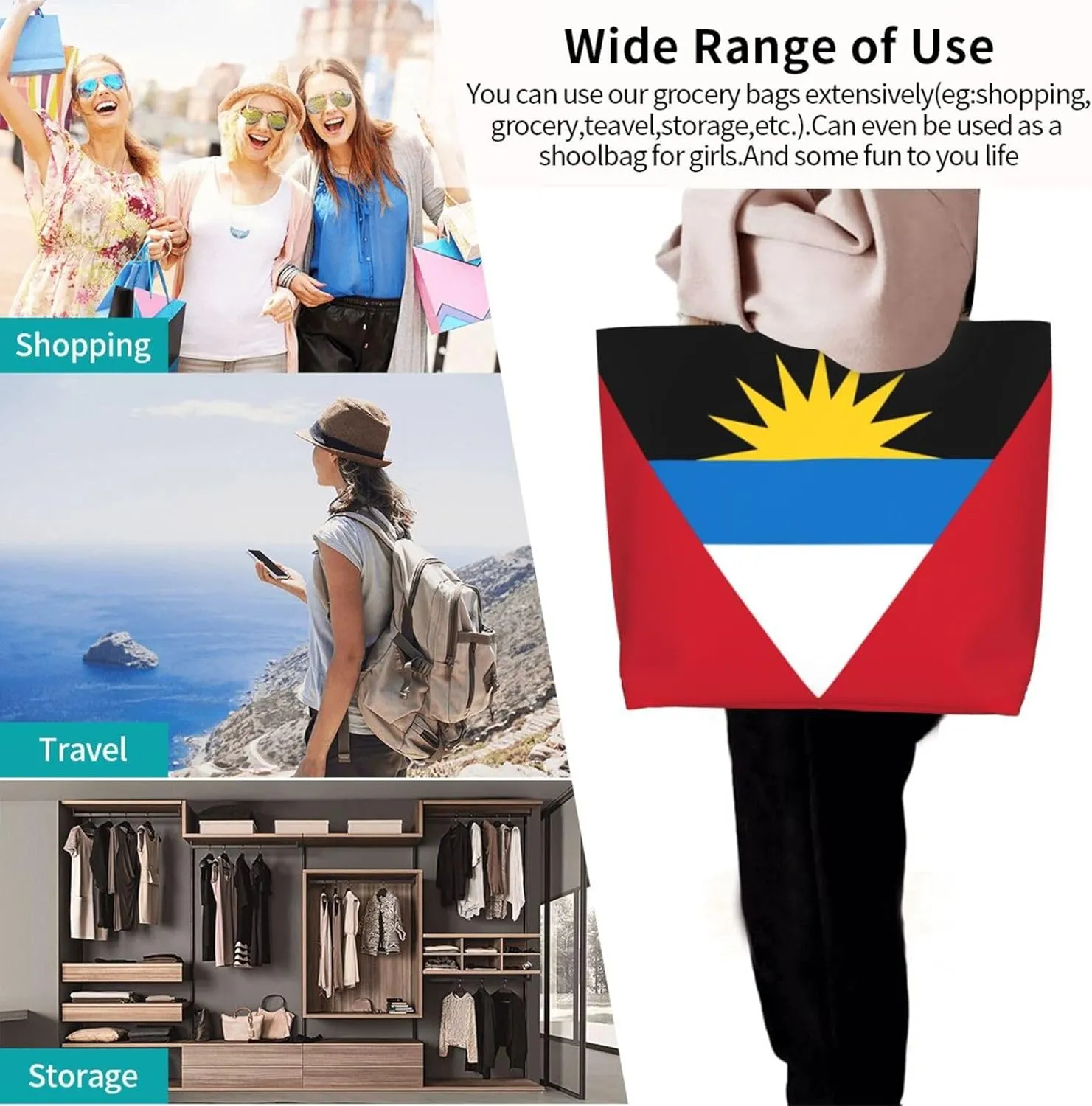 National Flag Tote Bag For Women Men, Extra Large Shoulder Tote Bag For Beach Travel Gym Grocery Shopping