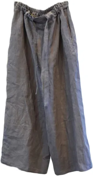 NFYM Casual Wide Pants for Women Linen Elastic High Waist Drawstring Belt Comfy Trousers with Pockets