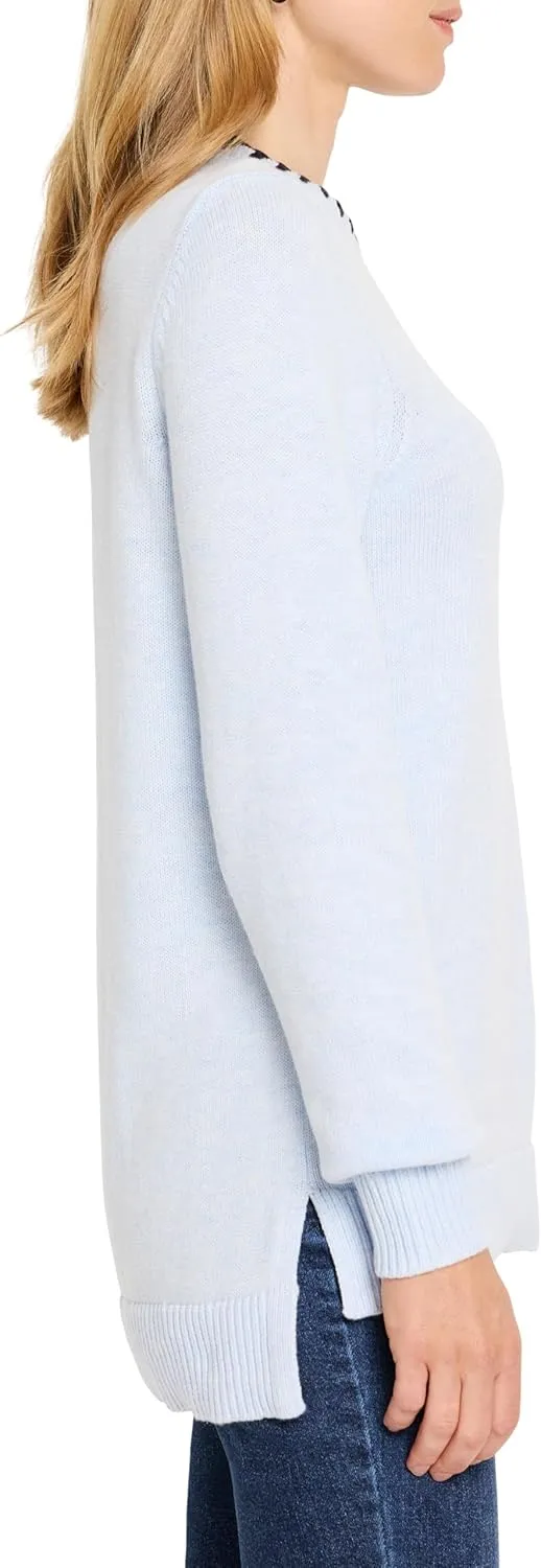 NIC ZOE Women's Cotton Cashmere Blanket Stitch Sweater