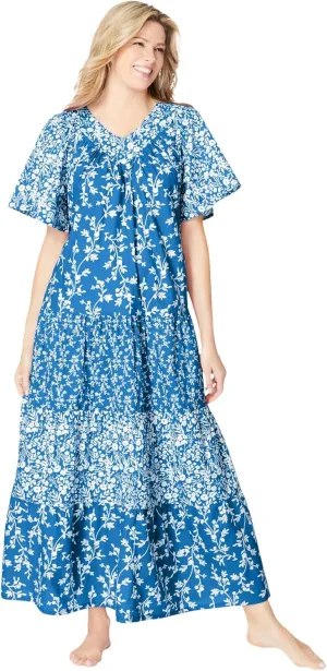 Only Necessities Plus Size Long Tiered Print Lounger