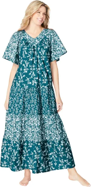 Only Necessities Plus Size Long Tiered Print Lounger
