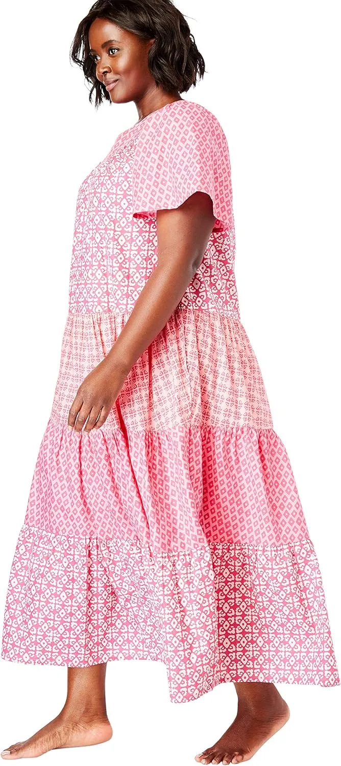 Only Necessities Plus Size Long Tiered Print Lounger