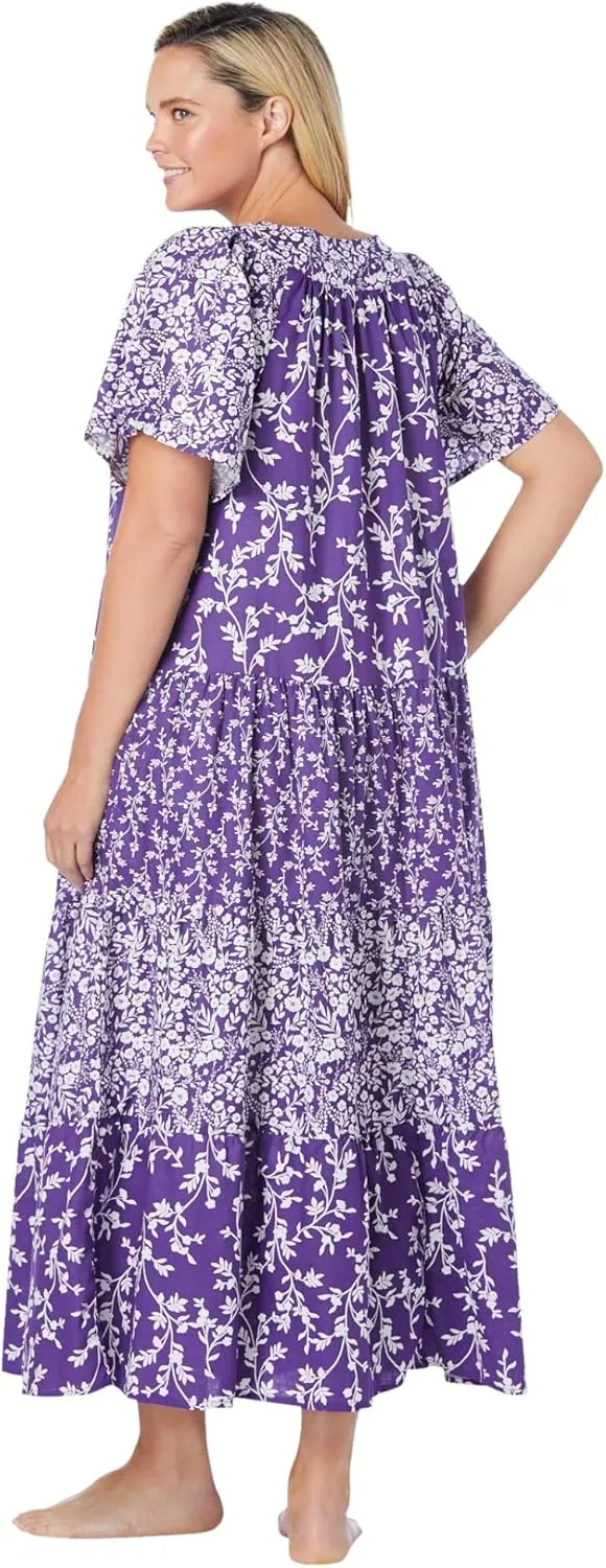 Only Necessities Plus Size Long Tiered Print Lounger