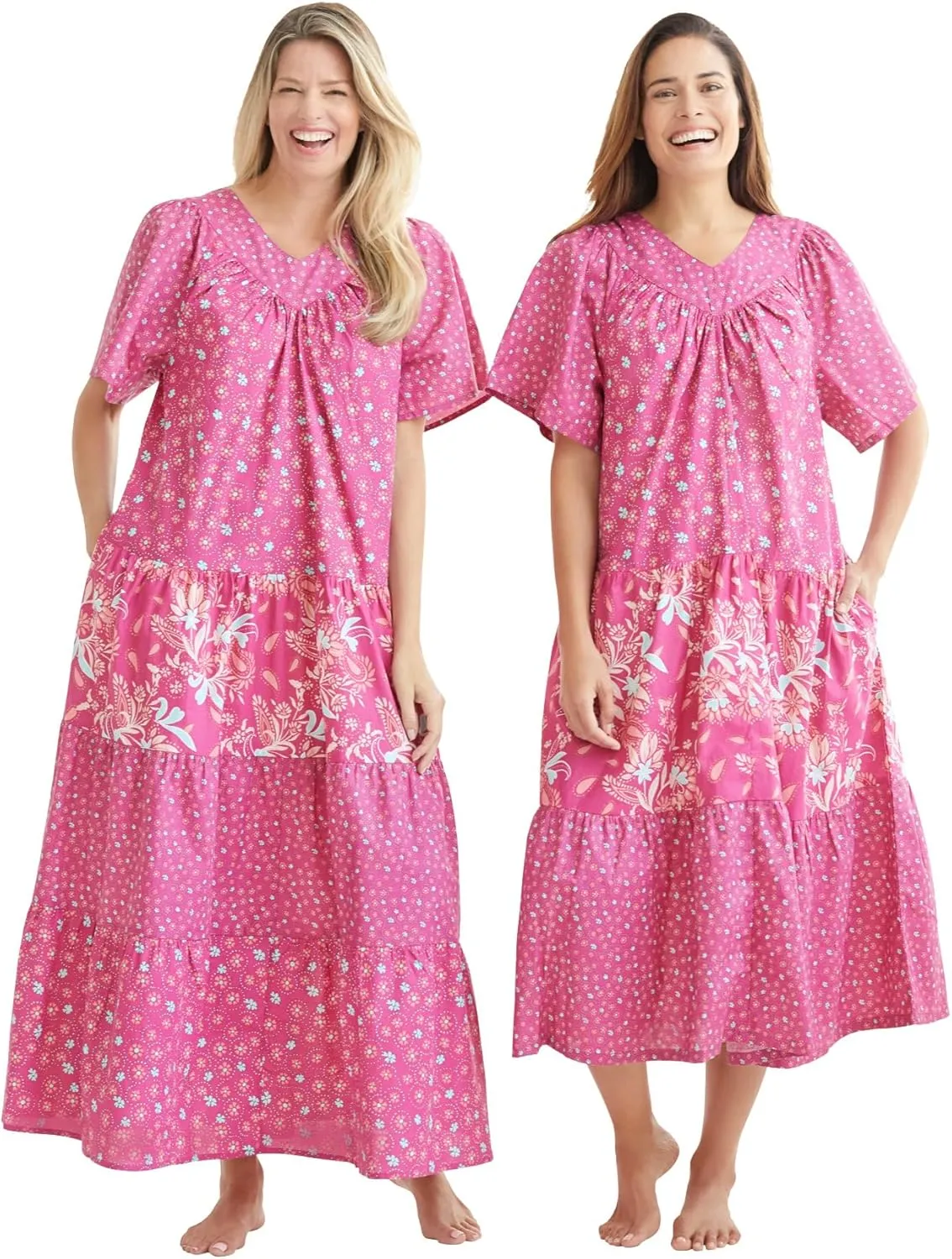 Only Necessities Plus Size Long Tiered Print Lounger