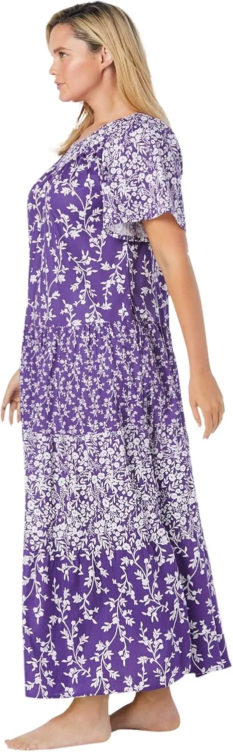 Only Necessities Plus Size Long Tiered Print Lounger