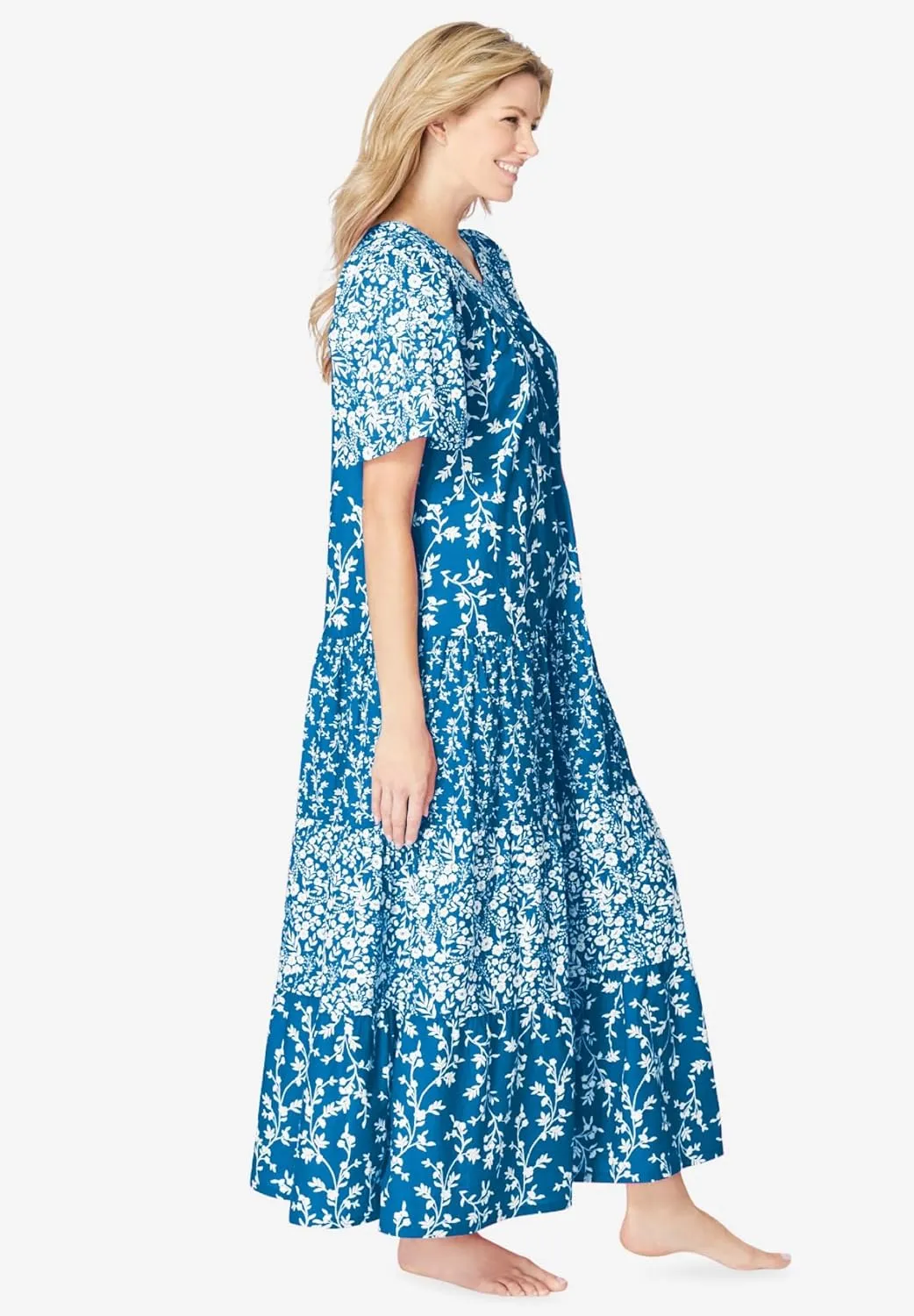 Only Necessities Plus Size Long Tiered Print Lounger