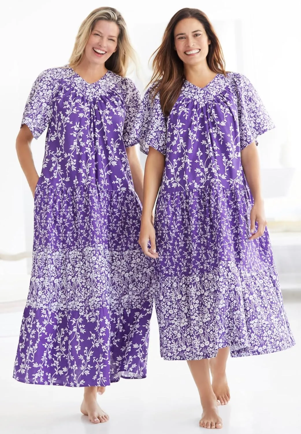 Only Necessities Plus Size Long Tiered Print Lounger