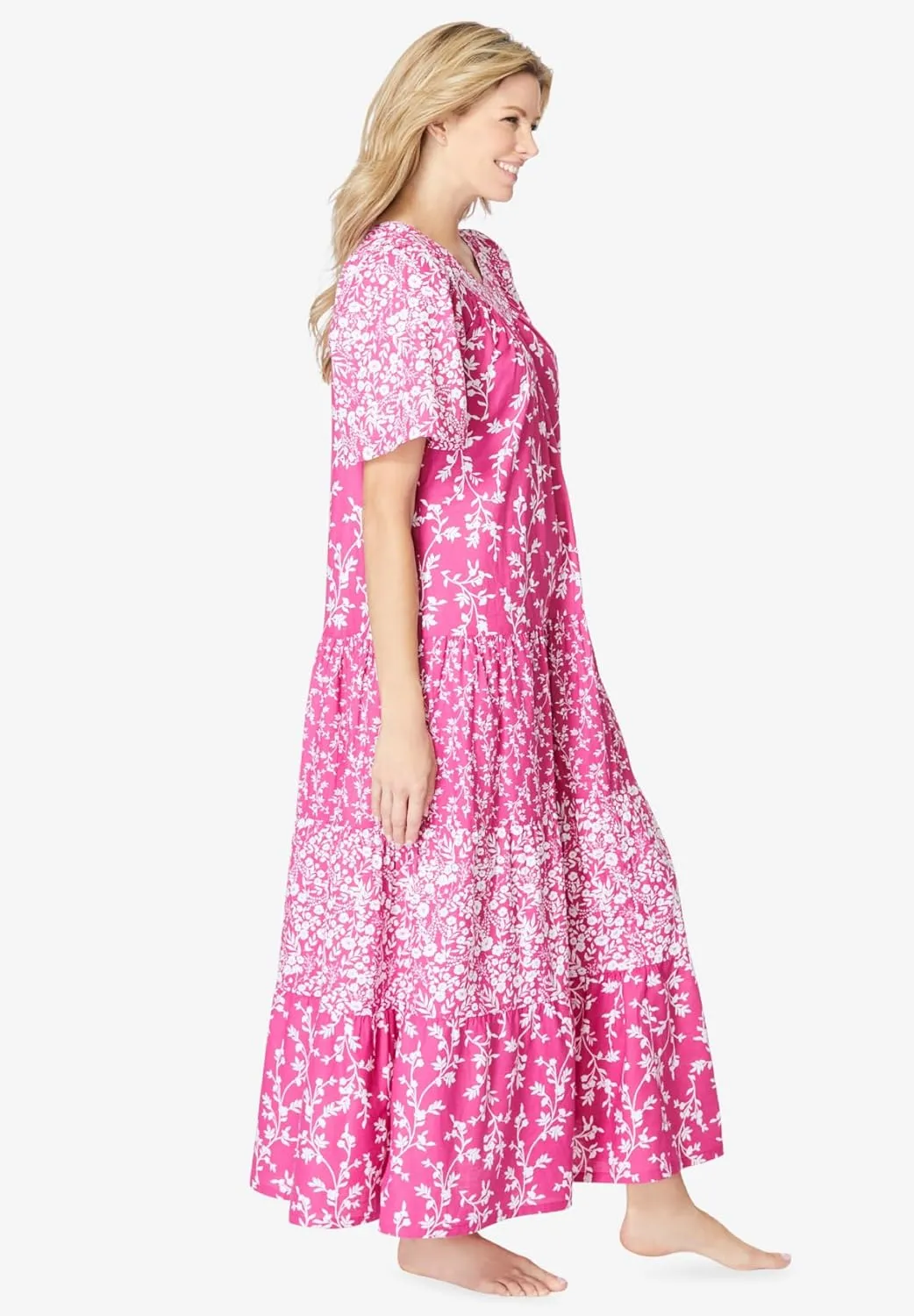 Only Necessities Plus Size Long Tiered Print Lounger