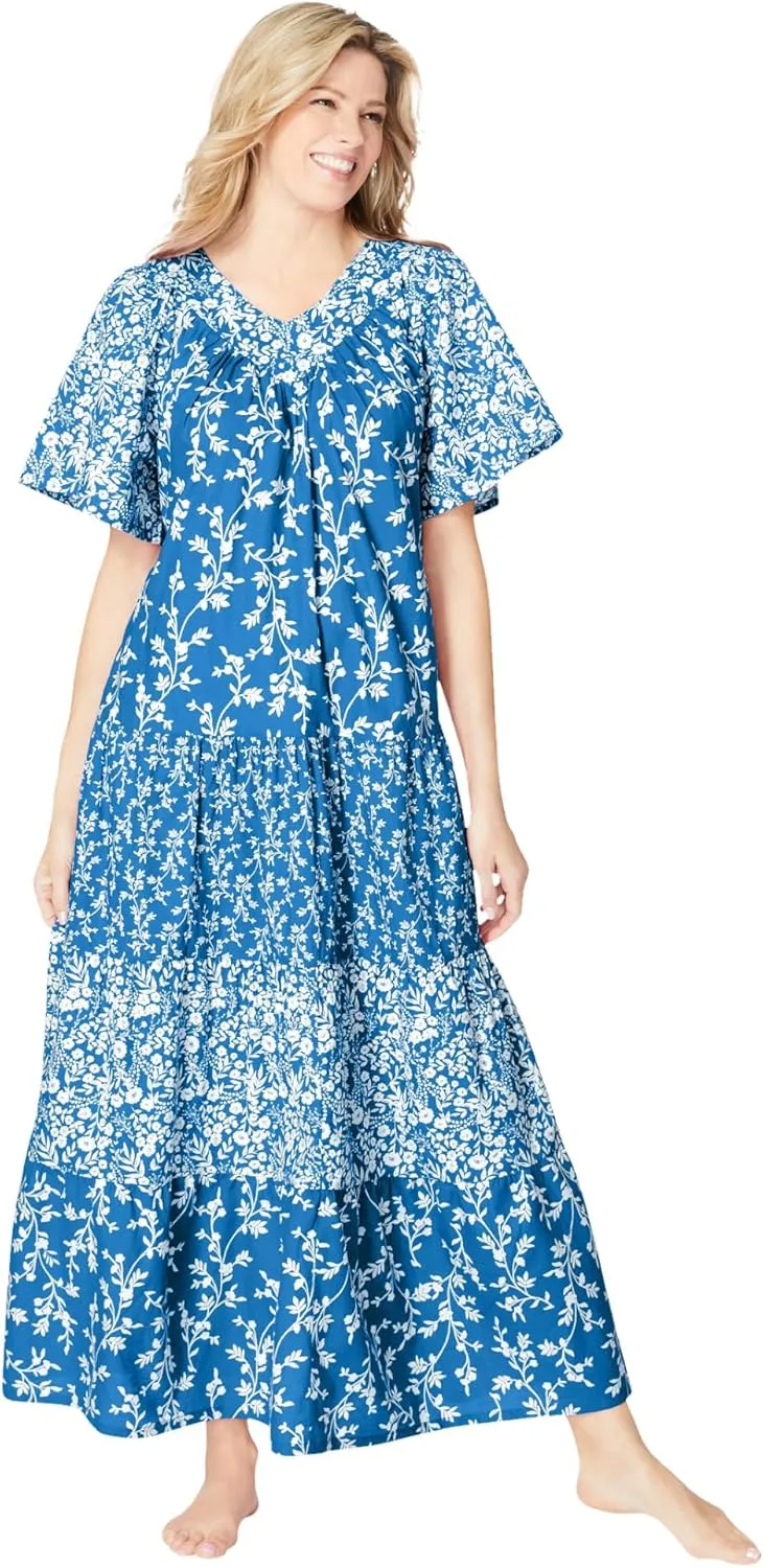 Only Necessities Plus Size Long Tiered Print Lounger