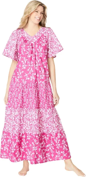 Only Necessities Plus Size Long Tiered Print Lounger