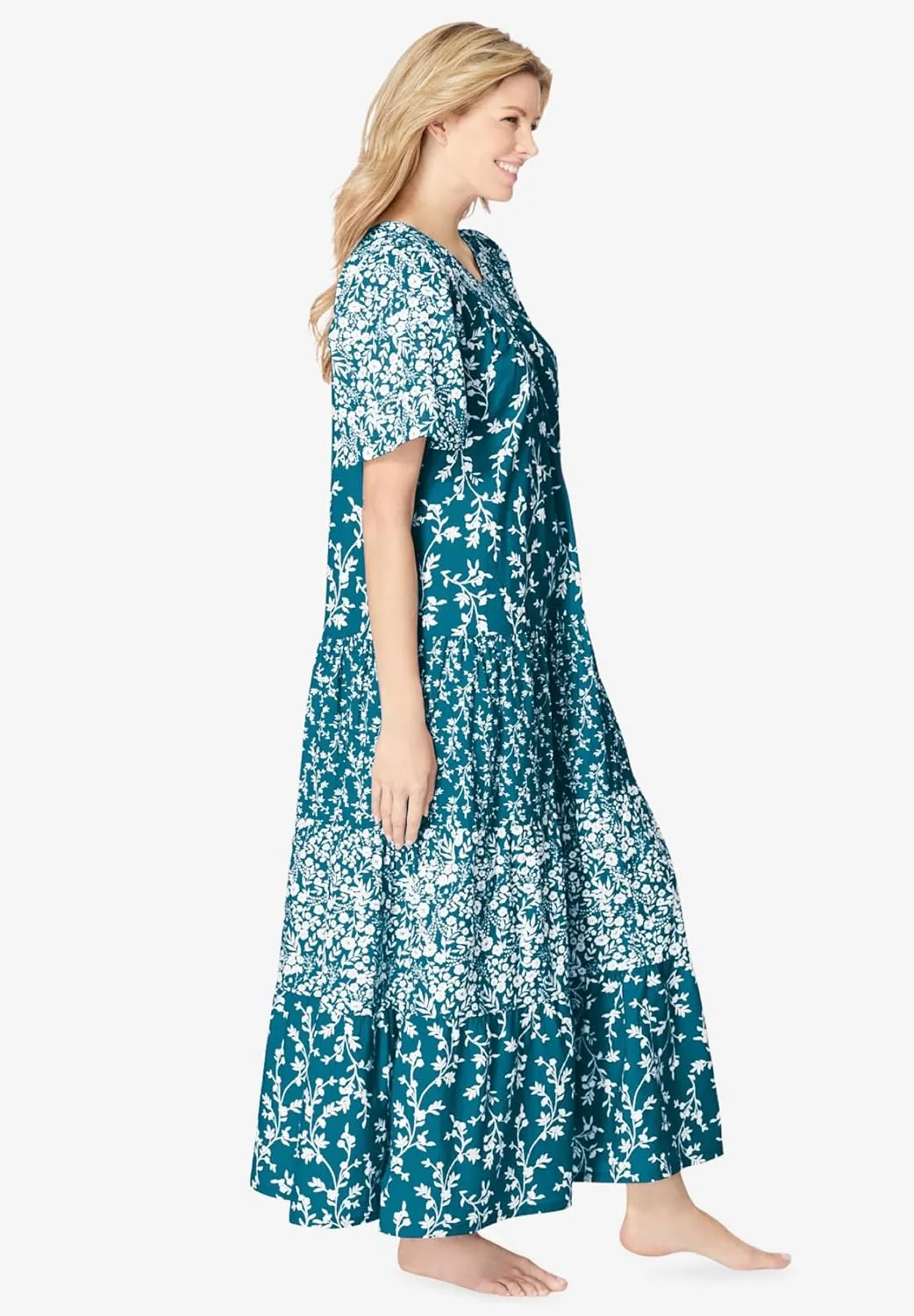Only Necessities Plus Size Long Tiered Print Lounger