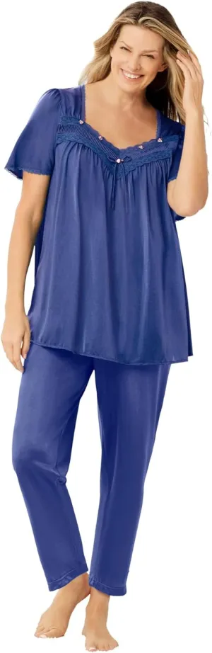 Only Necessities Plus Size Silky 2-Piece PJ Set