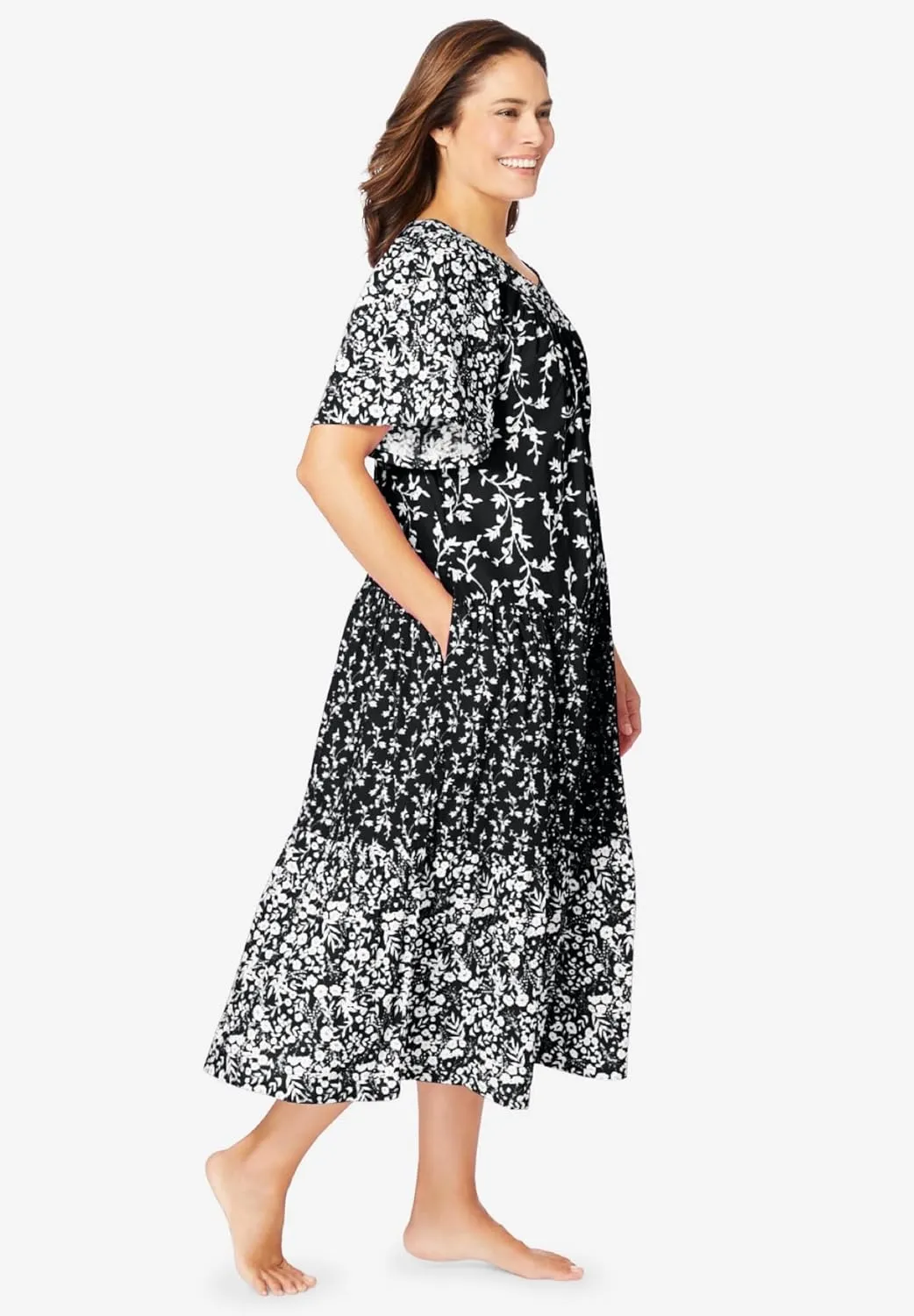 Only Necessities Plus Size Tiered Print Lounger