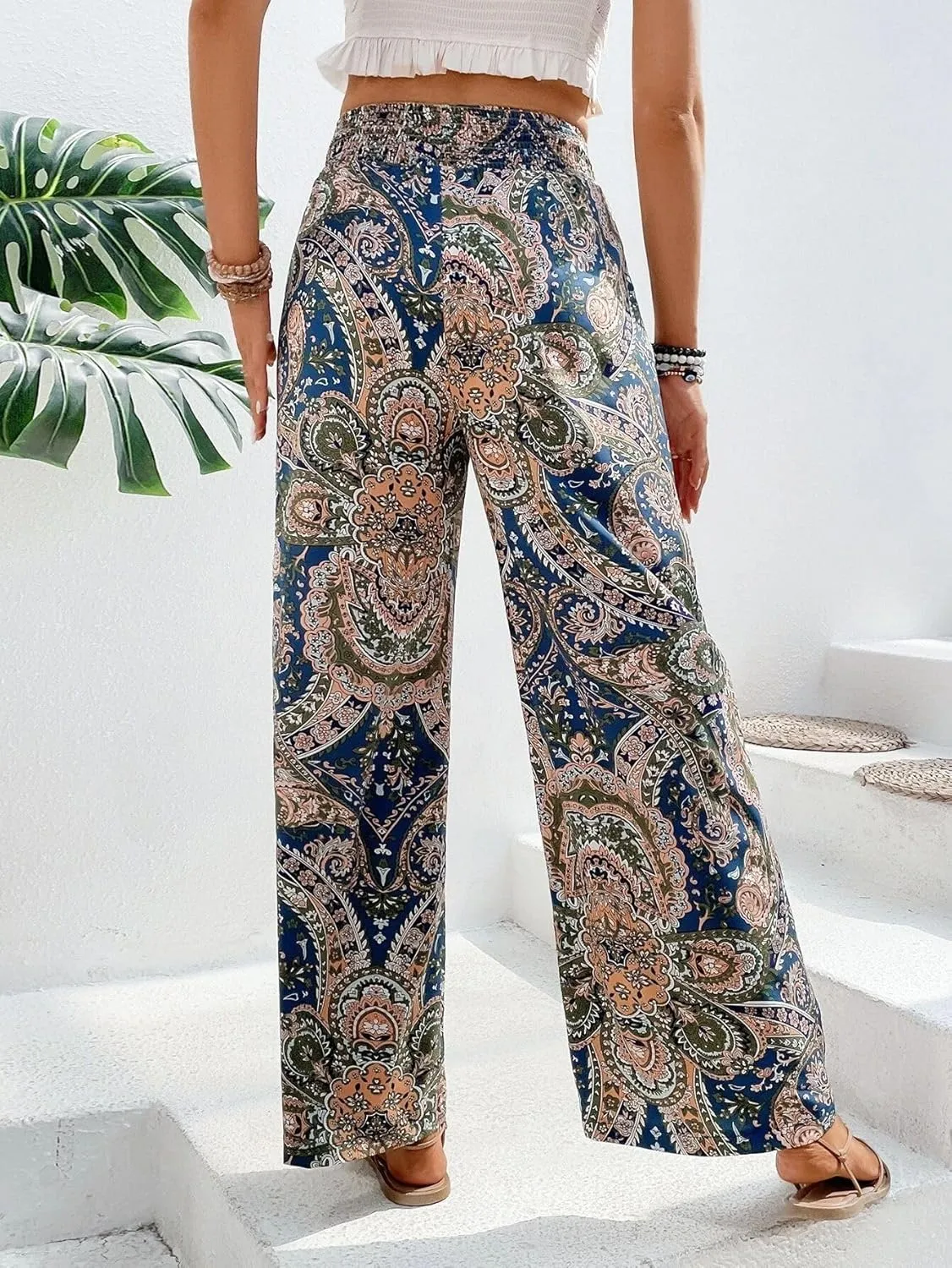Palazzo Pants for Women 2024 High Waisted Boho Casual Loose Summer Wide Leg Pants
