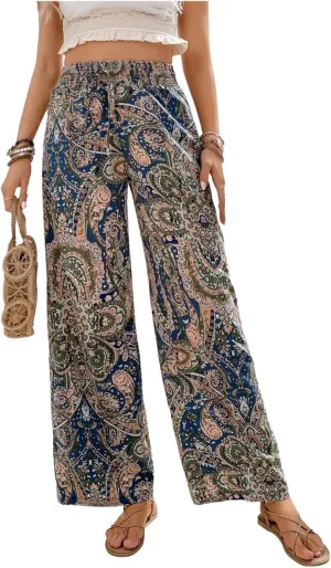 Palazzo Pants for Women 2024 High Waisted Boho Casual Loose Summer Wide Leg Pants