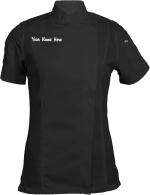 Personalized Women's Short Sleeve Zipper Chef Coat