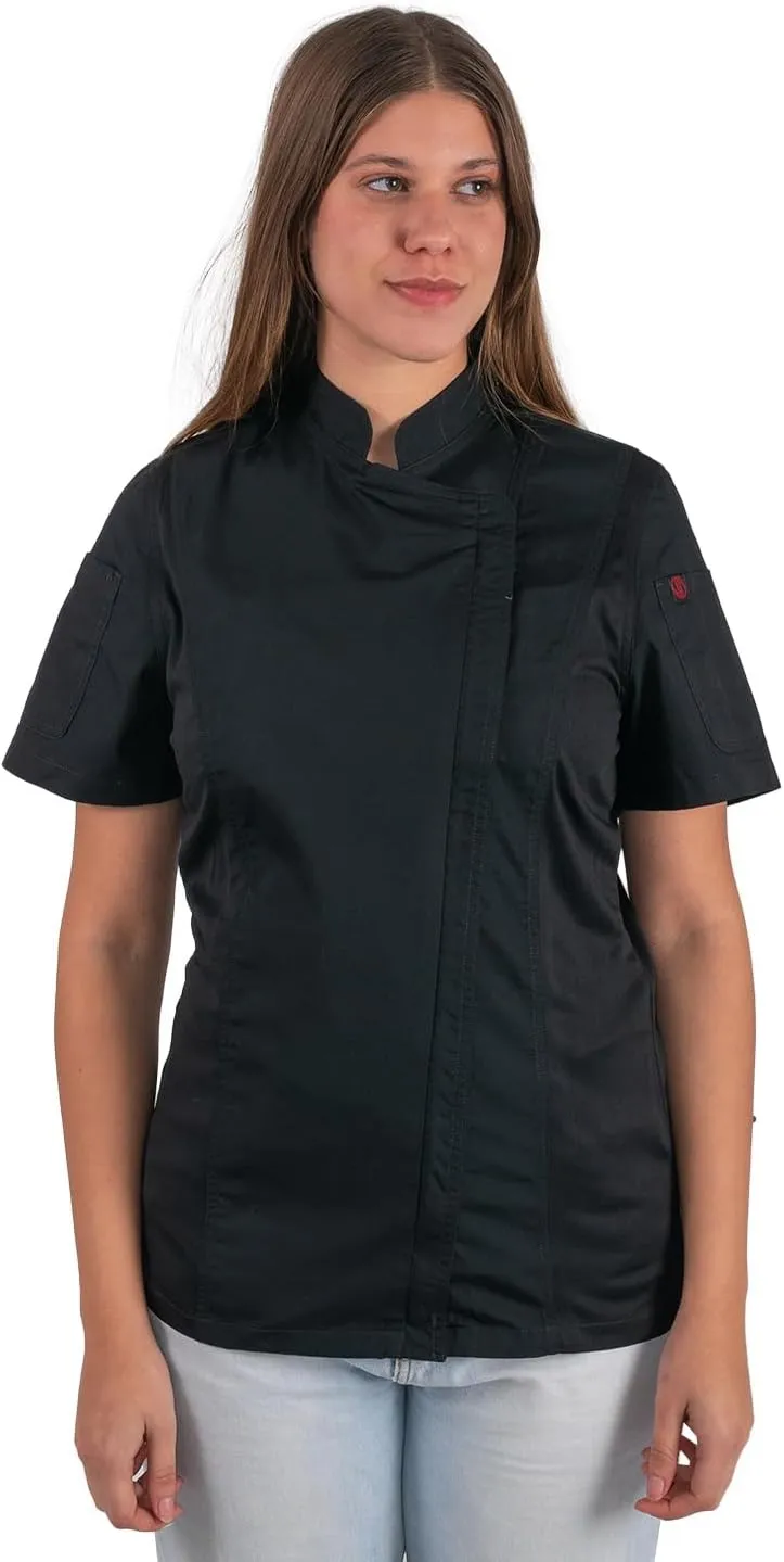 Personalized Women's Short Sleeve Zipper Chef Coat