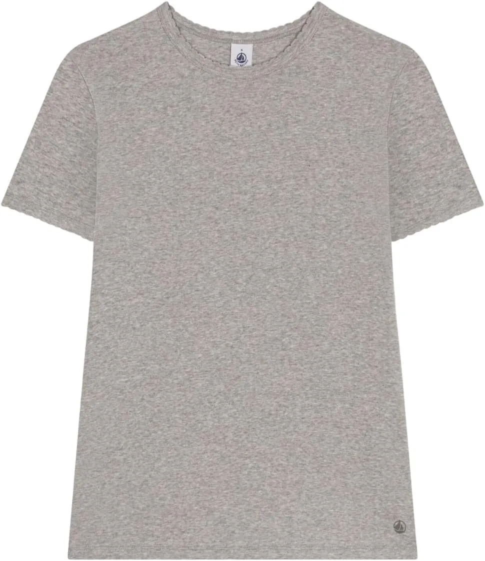 Petit Bateau Women's Iconic Cocotte Stitch Cotton T-Shirt Grey Color Sizes XXS-XL