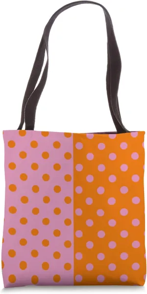 Pink and Orange Polka Dot Vintage Boho Aesthetic Dotted Cute Tote Bag