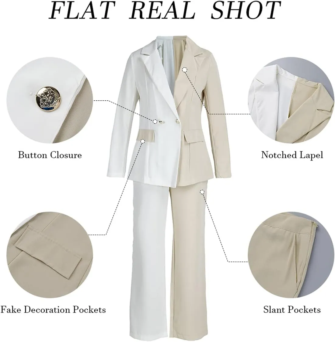 PinkPatty Women's Business Casual Outfits Lightweight Blazer Jacket and Wide Leg Pants Suit Set