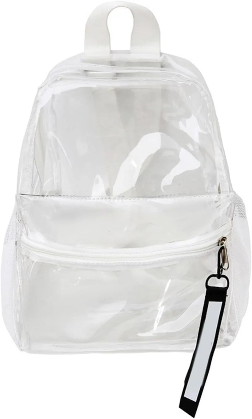 Plastic Clear Backpack with Adjustable Straps PVC Jelly Transparent Shoulder Book Bag for Travel Beach and Casual