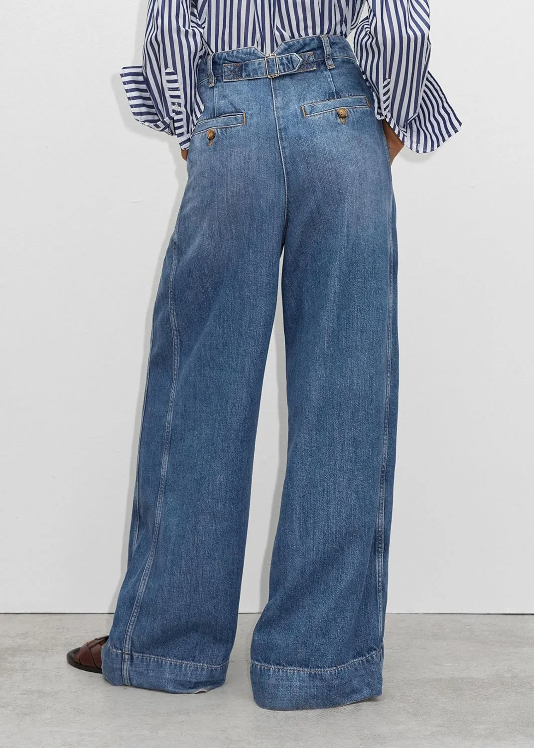 PLNOTME Women's High Waisted Wide Leg Jeans Baggy Mom Casual Denim Pants