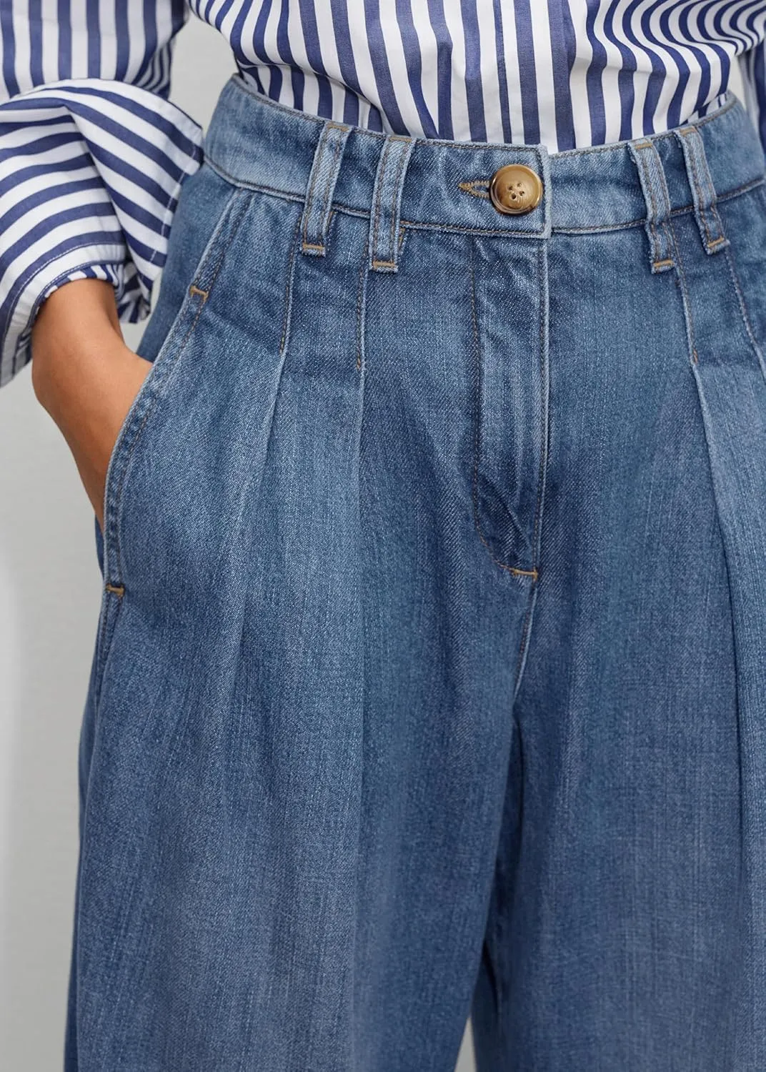 PLNOTME Women's High Waisted Wide Leg Jeans Baggy Mom Casual Denim Pants