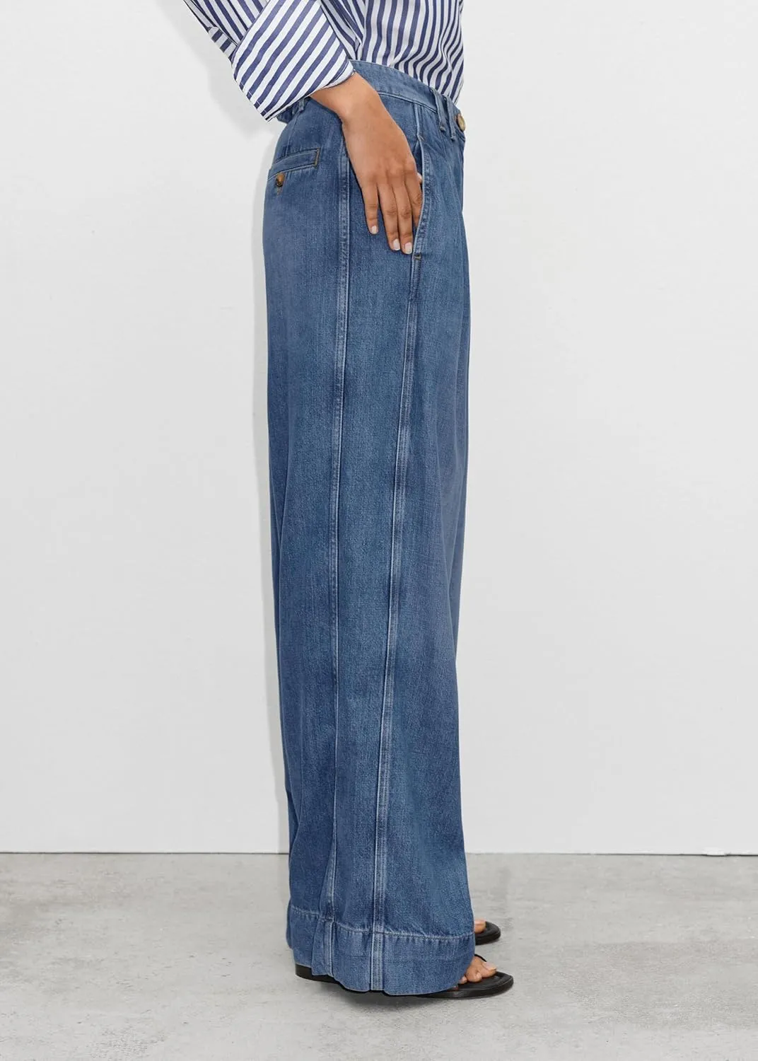 PLNOTME Women's High Waisted Wide Leg Jeans Baggy Mom Casual Denim Pants