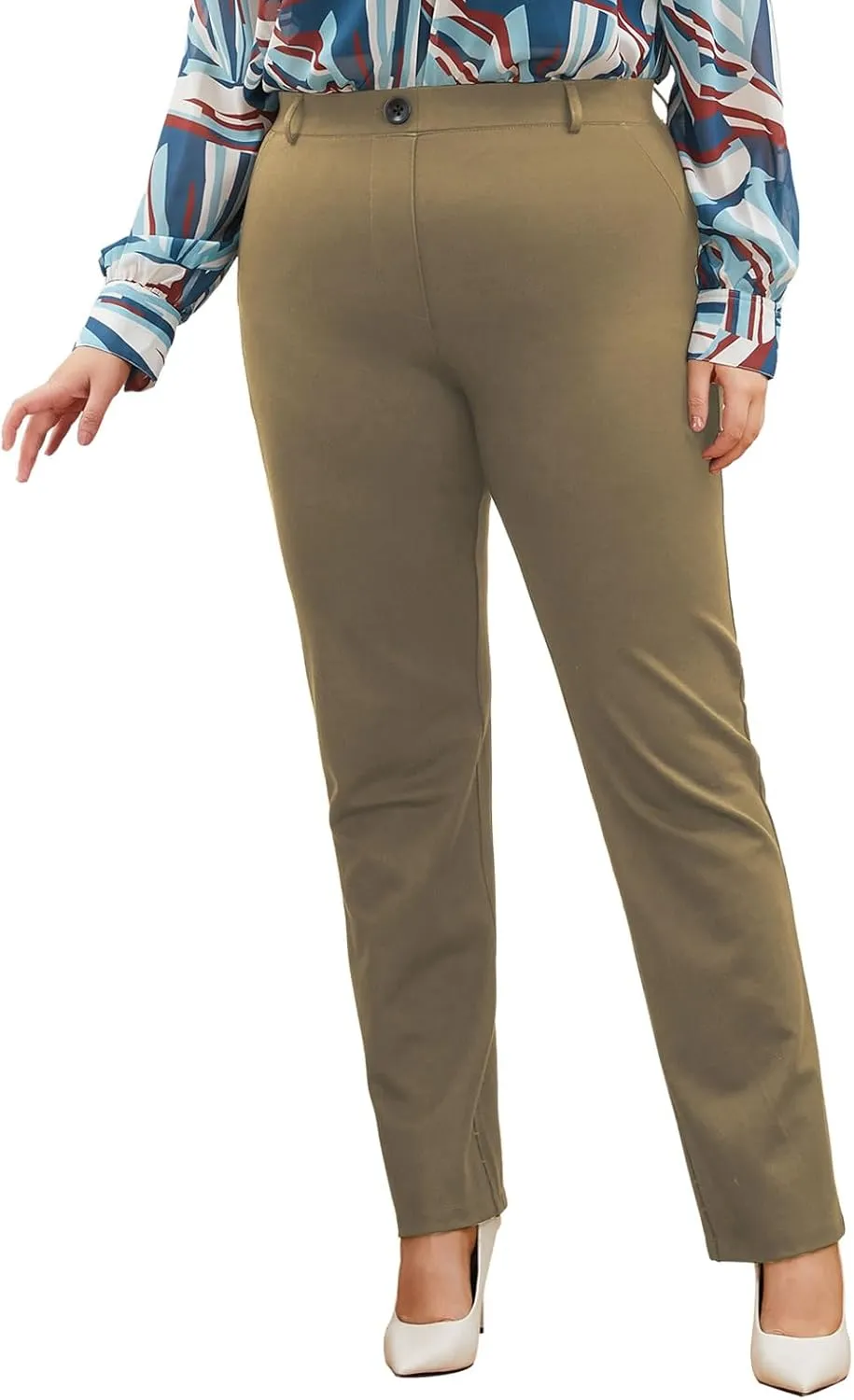 Plus Size Women's Straight-Leg Dress Pants - Slacks for Business Casual,Work Clothes for Office