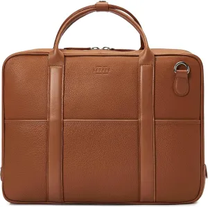 Premium Leather Briefcase for Men - Business Laptop Bag | Handmade Full Grain Leather Messenger Bag | Easily Fits 15 Inch Laptop | Perfect for Travel and Work | Tan