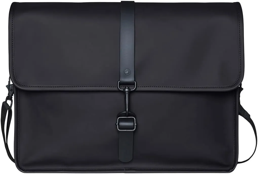 RAINS Messenger Bag - Laptop Bag for men and women - Fits 16 laptop or tablet - Black, One Size.