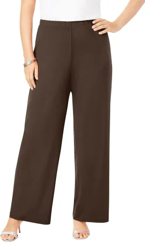 Roaman's Women's Plus Size Ultrasmooth Fabric Wide-Leg Pant