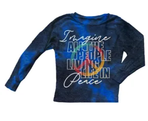 Rowdy Sprout - Imagine Long Sleeve in Blue Tie Dye