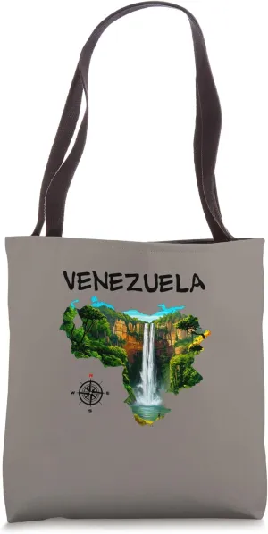 Salto del Angel inside the Venezuela map Franela Venezolana Tote Bag