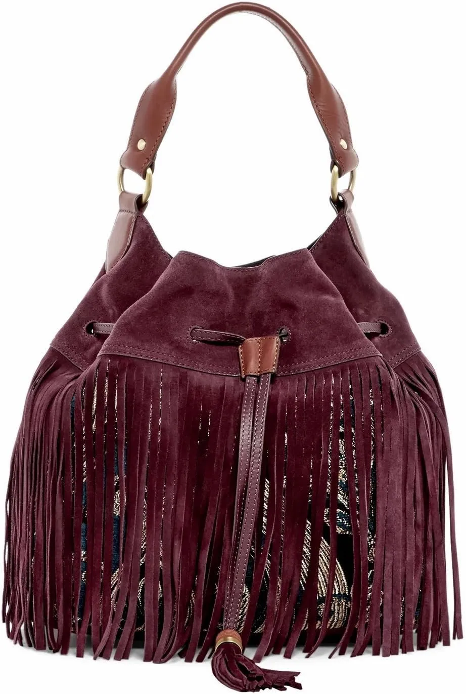 Sam Edelman Tyra Hobo Fringe Bag Port Wine L