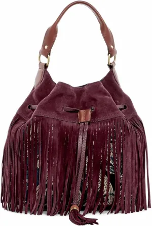 Sam Edelman Tyra Hobo Fringe Bag Port Wine L