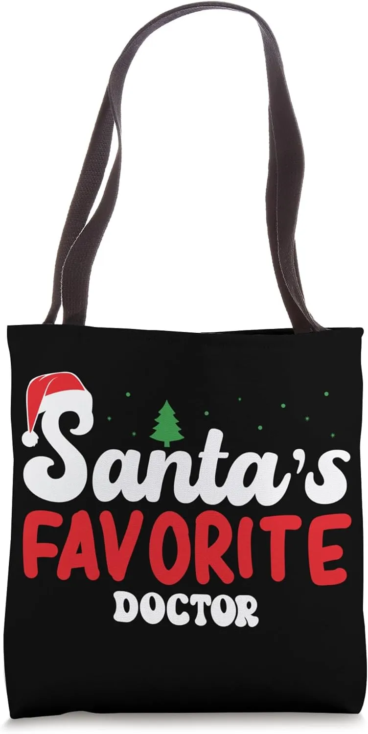 Santa's Favorite Doctor Christmas Pajamas Tote Bag