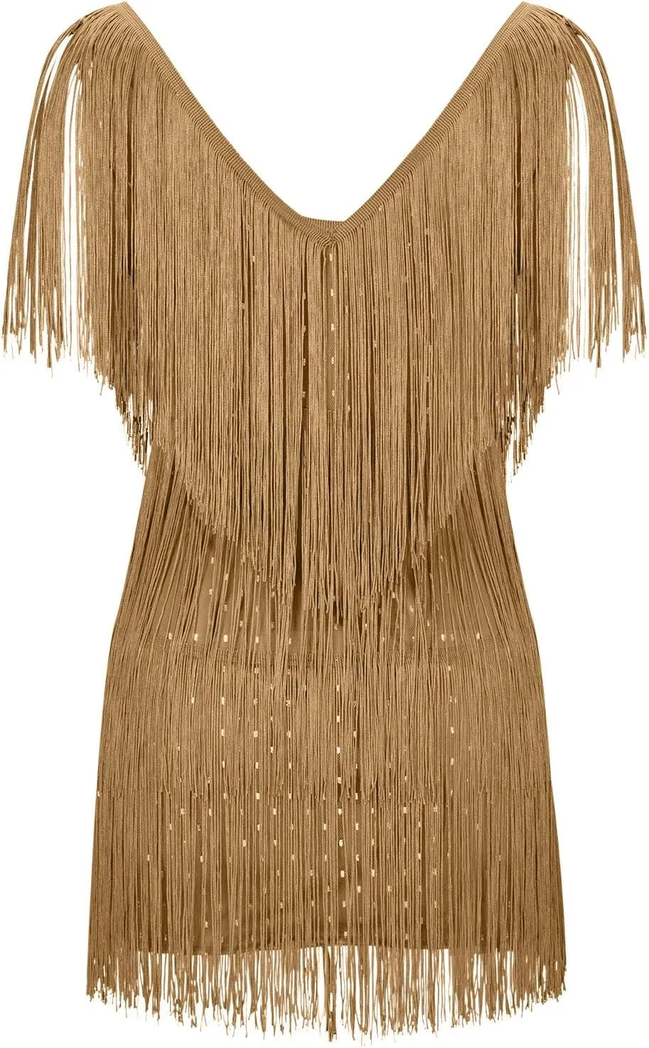 Sequin Cocktail Flapper Dresses 1920s Gatsby with All-Over Fringe Prom Party Mini Dress Tango Ballroom Dancing Costume