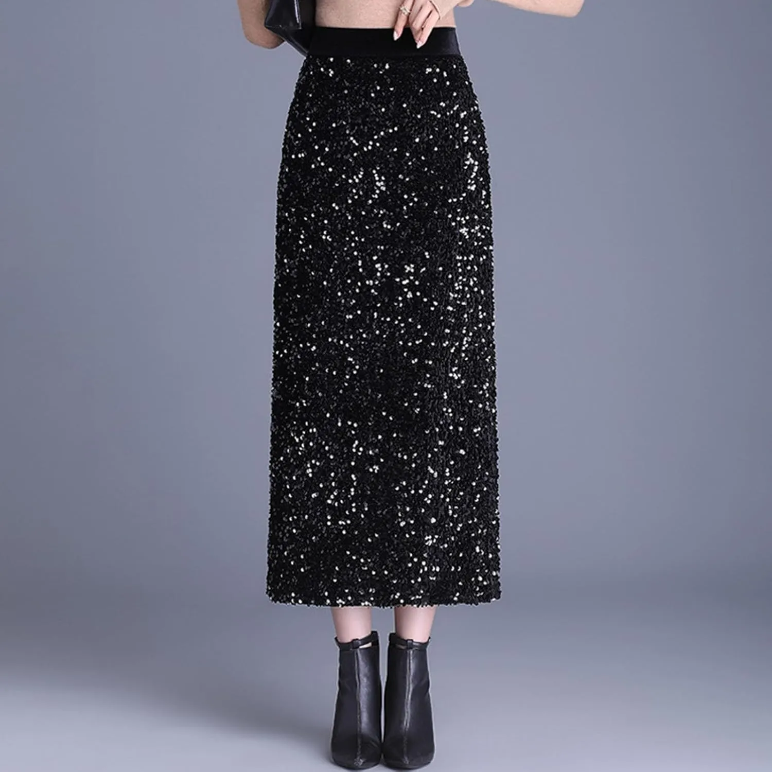 Sequin Maxi Skirt Women Sparkly Evening Outfit Night Out Cocktail Club