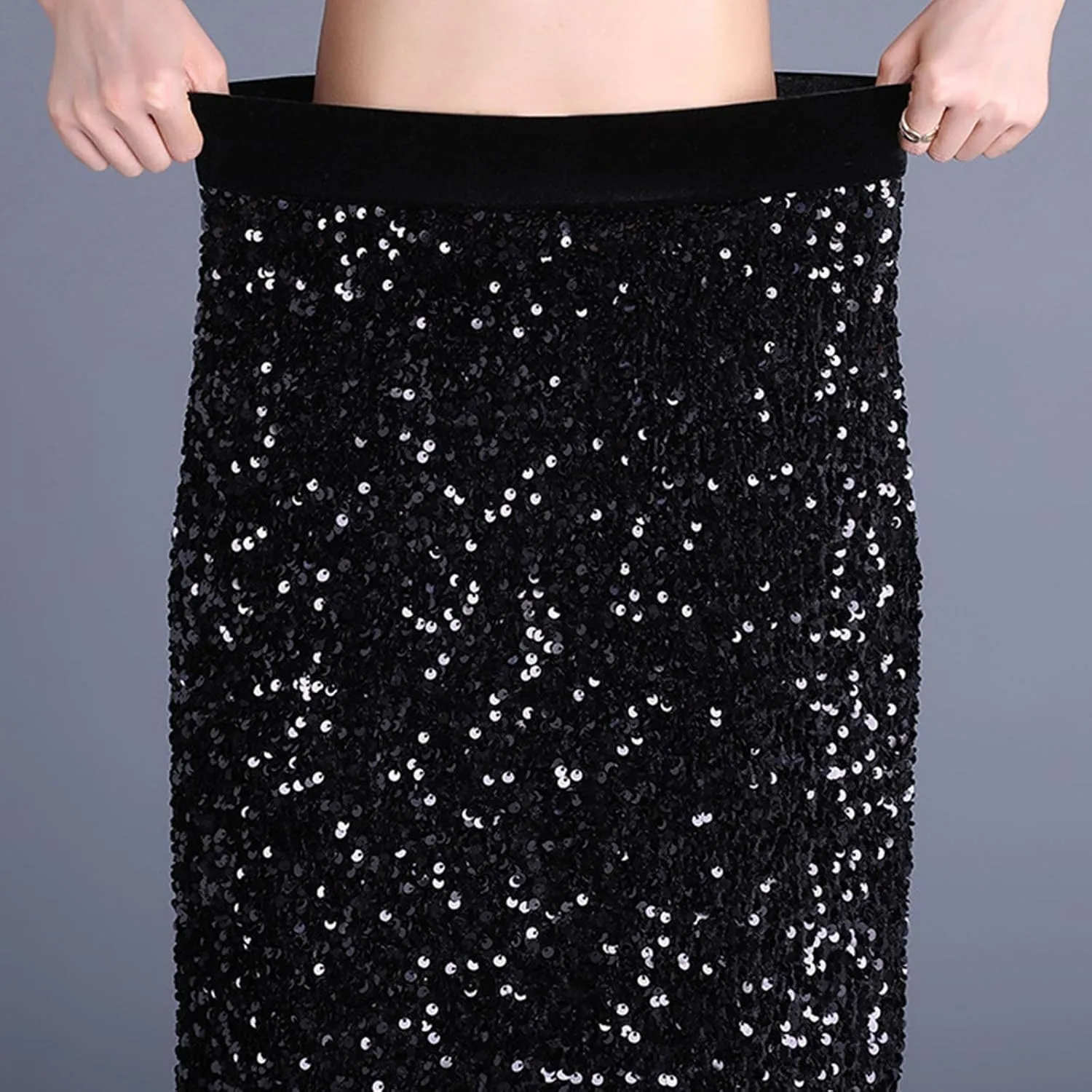 Sequin Maxi Skirt Women Sparkly Evening Outfit Night Out Cocktail Club