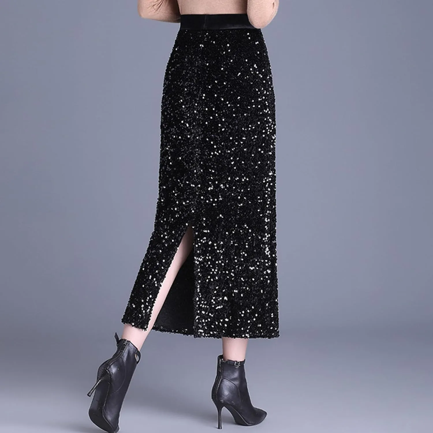 Sequin Maxi Skirt Women Sparkly Evening Outfit Night Out Cocktail Club