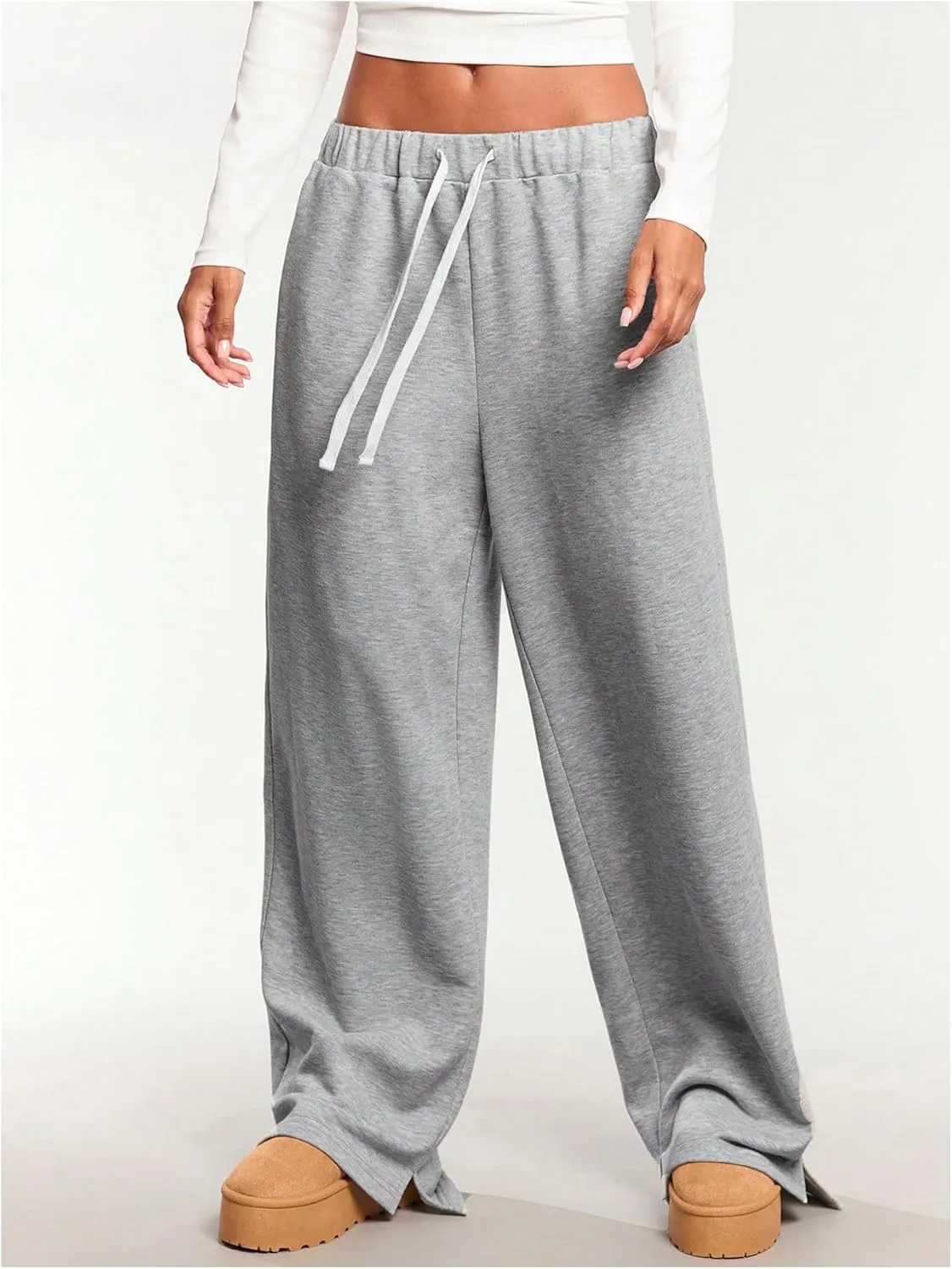SHENHE Women's Low Rise Wide Leg Sweatpants Baggy Pants Drawstring Casual Workout Lounge Pants