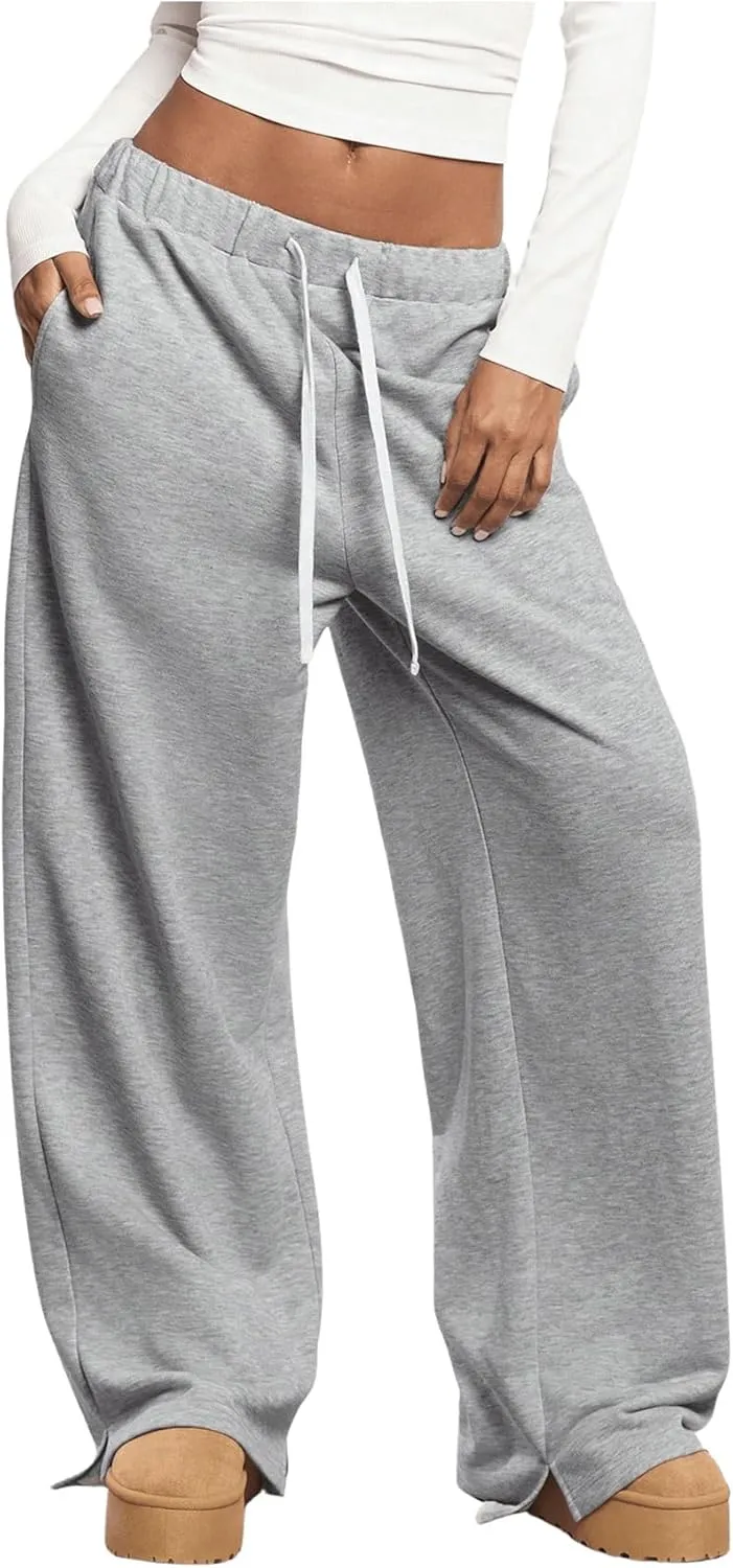 SHENHE Women's Low Rise Wide Leg Sweatpants Baggy Pants Drawstring Casual Workout Lounge Pants