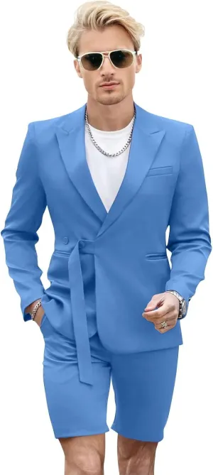 Shorts Suits for Men 2 Piece Slim Fit Peak Lapel Tuxedo for Men Casual Prom Summer Beach Wedding